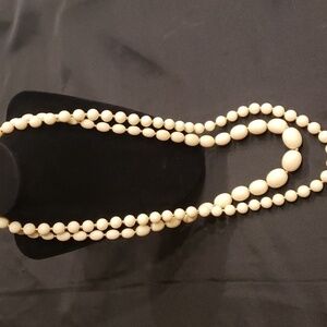 Joan Rivers long Statement necklaces in cream and gold, set of 2